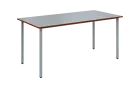 JSB 160N Jídelní stůl 1600 x 800 mm, deska šedá s hranou cihlově červená / podnož stříbrná